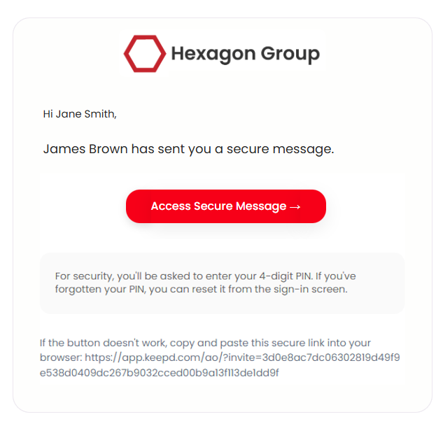 Customer notification email